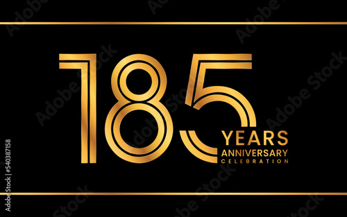 185th Anniversary logotype. Anniversary Celebration template design with gold color for celebration event, invitation, greeting card, flyer, banner, web template, double line logo, vector illustration