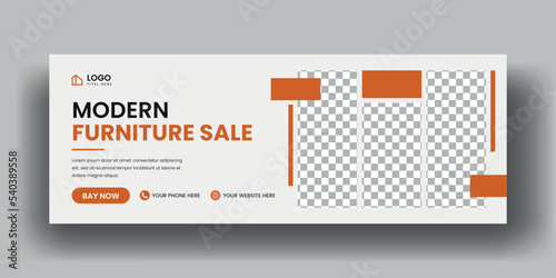 Modern furniture sale facebook cover banner and social media web banner layout design