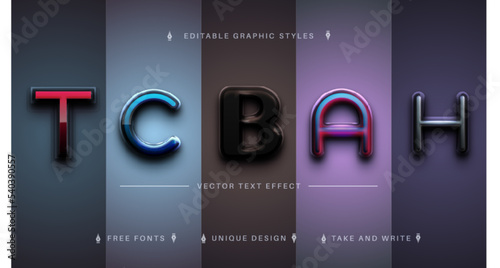 фотографія Set 5 Realistic Plastic Editable Text Effects, Font Styles