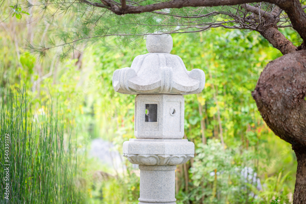 Stone lantern in Japanese gardens Stone lantern in Japanese gardens