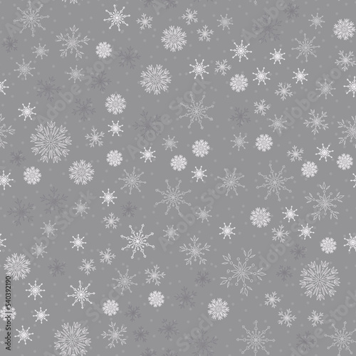 Falling snowflakes seamless vector pattern