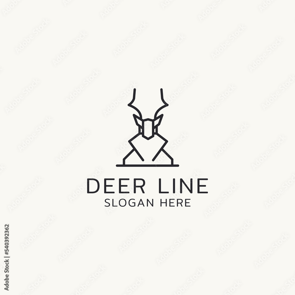 Deer line art logo icon design template flat vector