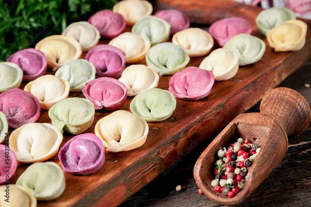 Pelmeni Colored dumplings Russian food Pelmeni Colored dumplings Russian food