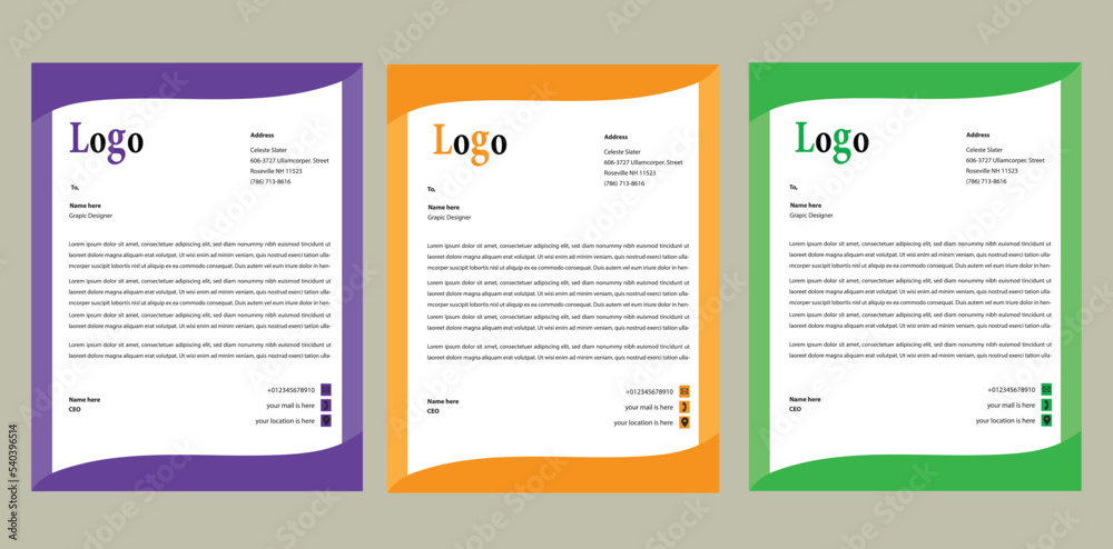 corporate modern letterhead design template with yellow red blue color. creative modern letter head design. 