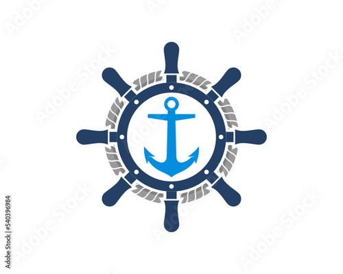 ship wheel with anchor inside