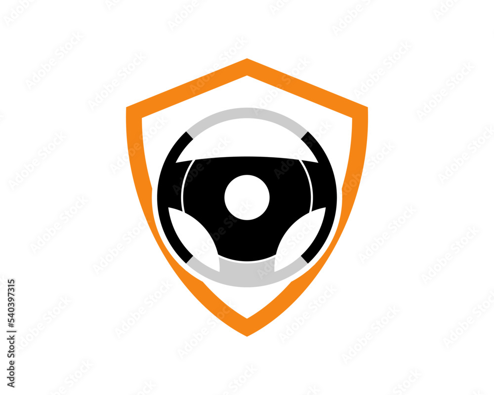 Shield shape with steering wheel inside Shield shape with steering wheel inside
