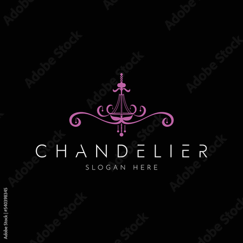 chandelier vector logo template on black background