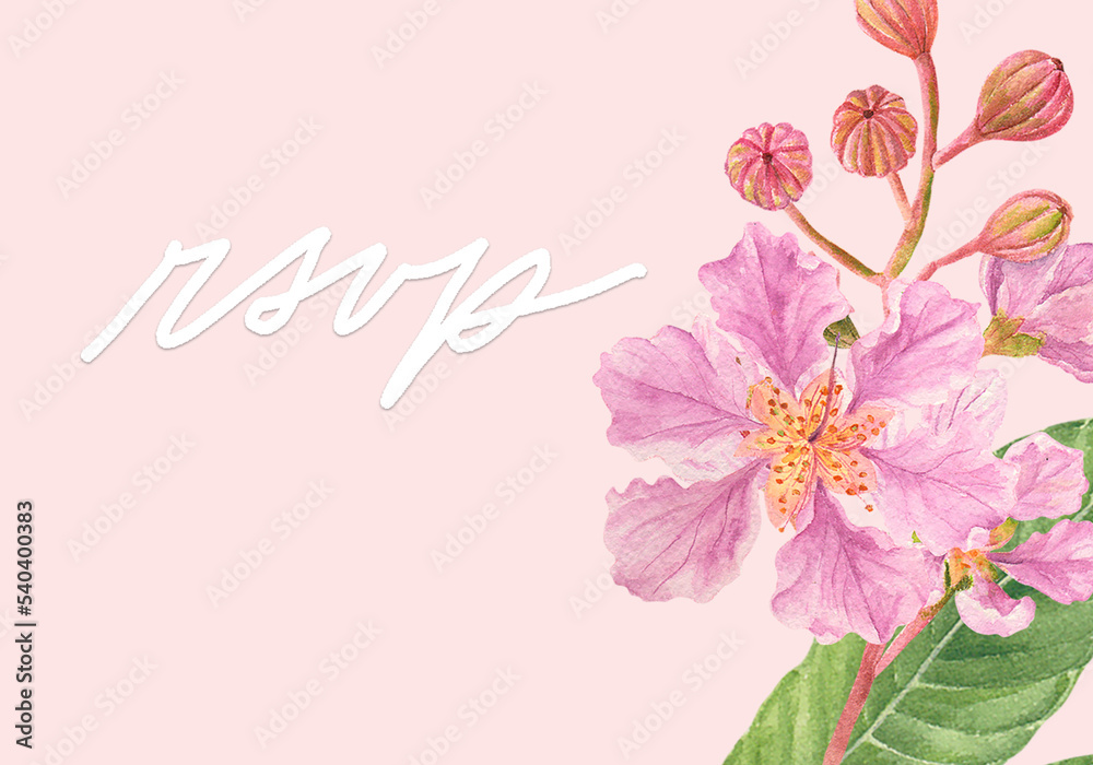 Philippine flora RSVP Card Template Banaba Lagerstroemia speciosa