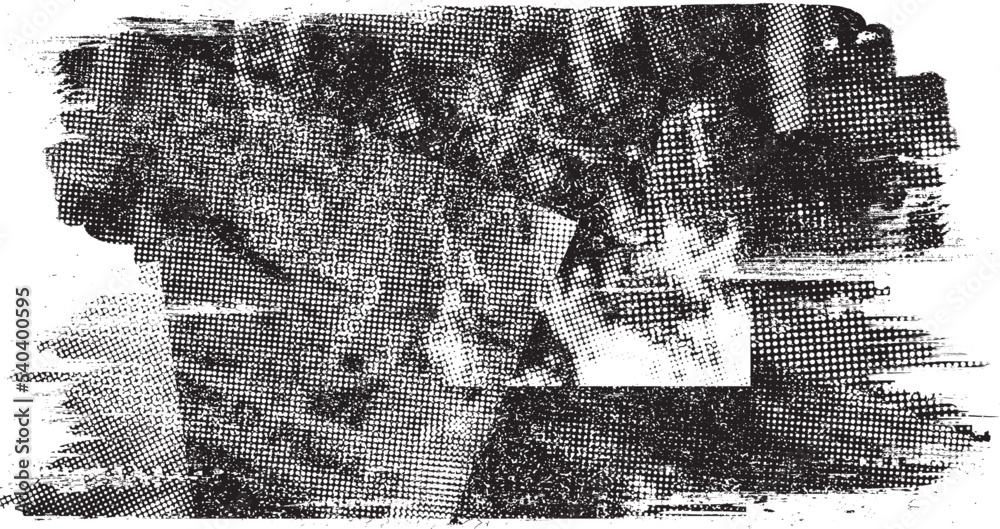 Glitch distorted grungy banner . Noise destroyed background . Trendy defect overlay texture . Glitched collage .Grunge textured . Distressed effect .Vector shape. halftone dots . Screen print texture Glitch distorted grungy banner . Noise destroyed background . Trendy defect overlay texture . Glitched collage .Grunge textured . Distressed effect .Vector shape. halftone dots . Screen print texture