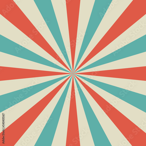 Sunlight retro background. Pale red, blue, beige color burst background. Fantasy Vector illustration.