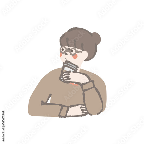 カフェ　女性　イラスト