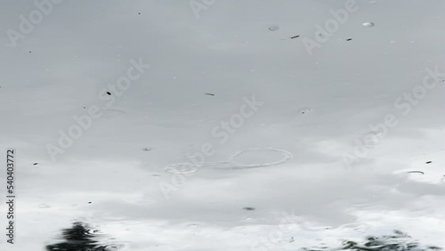 Big rain drops hitting a window in a rainy day