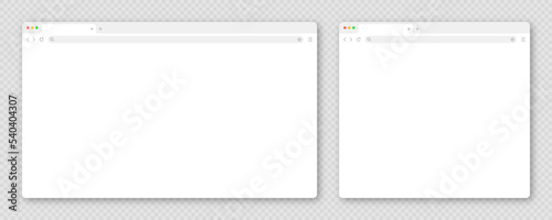 Blank web browser window with tab, toolbar and search field. Modern website, internet page in flat style. Browser mockup for computer, tablet and smartphone. Adaptive UI. Vector illustration