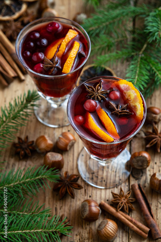 Winter  hot drink with spices. Сhristmas treat
