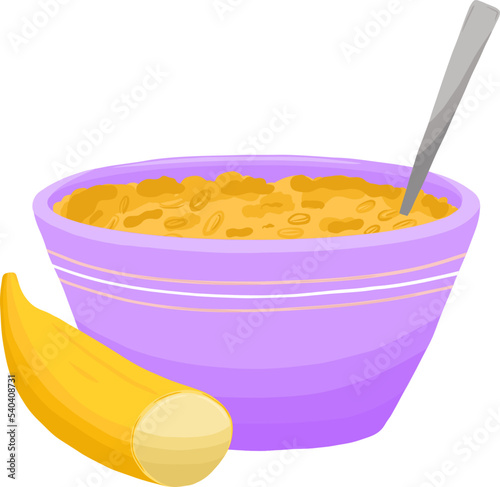 Oat bowl with banana and spoon