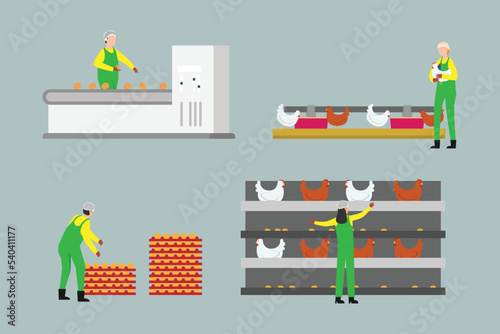 Chicken Farm Poultry 2d vector illustration concept for banner, website, illustration, landing page, flyer, etc.