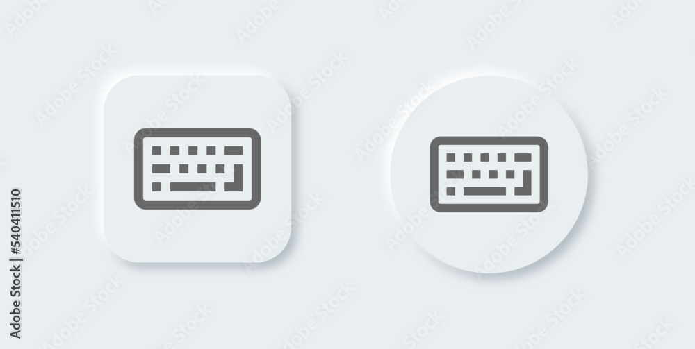 Keyboard line icon in neomorphic design style. Computer button signs vector illustration. Keyboard line icon in neomorphic design style. Computer button signs vector illustration.