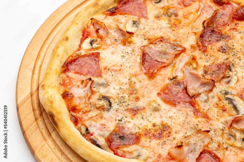 Fresh homemade Italian pizza, fast food cheese, tomato sauce, tomato and other ingredients portion on the table healthy meal snack outdoor. Fresh homemade Italian pizza, fast food cheese, tomato sauce, tomato and other ingredients portion on the table healthy meal snack outdoor.