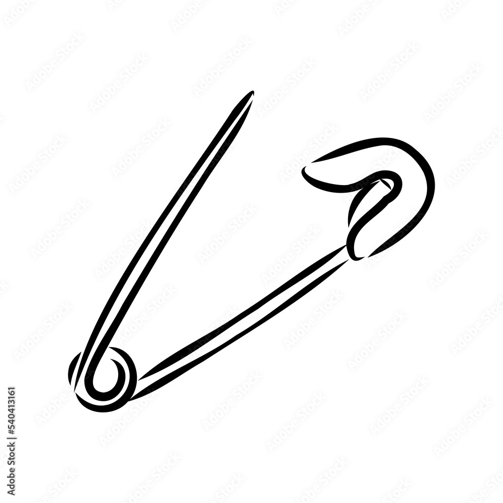 Clothes Safety Pin Hand Drawn vector illustration on white background Clothes Safety Pin Hand Drawn vector illustration on white background