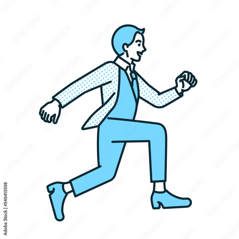走る男性。ジャンプをするビジネスマンのイラスト素材。 走る男性。ジャンプをするビジネスマンのイラスト素材。