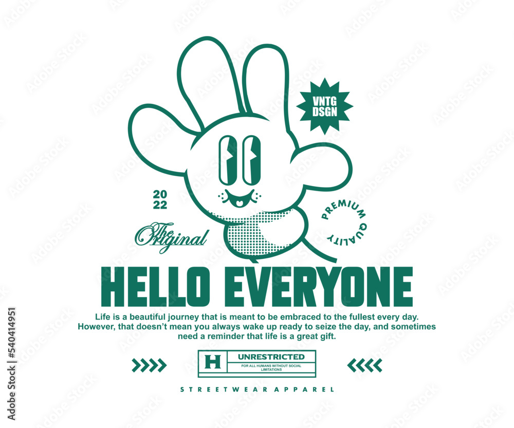 Retro Poster cartoon character of hand Graphic Design for T shirt Street Wear and Urban Style Retro Poster cartoon character of hand Graphic Design for T shirt Street Wear and Urban Style