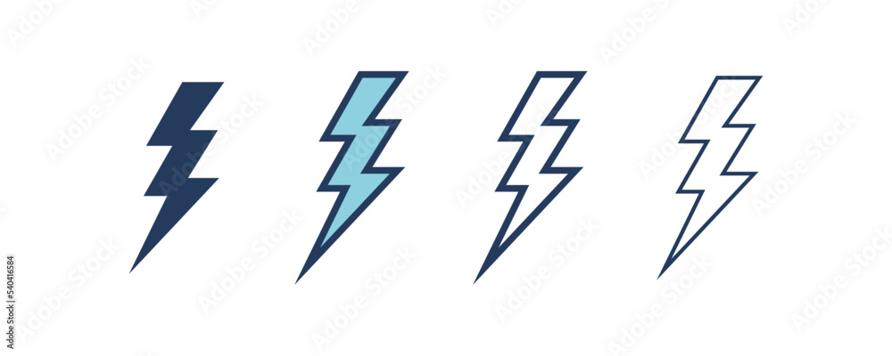 Electricity icons set. Set of energy vector symbol. Filled and Linear style sign for mobile concept and web design. Electricity symbol illustration. Pixel vector graphics - Vector