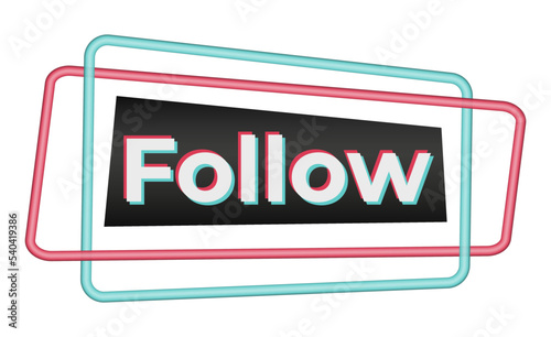 Sticker for popular social network. Black - blue - pink modern advertising social media design. Horizontal picture frame Vector illustration Isolated on white background