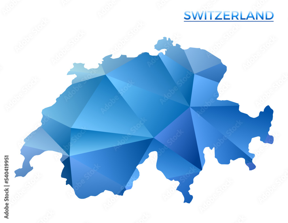 Vector polygonal Switzerland map. Vibrant geometric country in low poly style. Creative illustration for your infographics. Technology, internet, network concept. Vector polygonal Switzerland map. Vibrant geometric country in low poly style. Creative illustration for your infographics. Technology, internet, network concept.