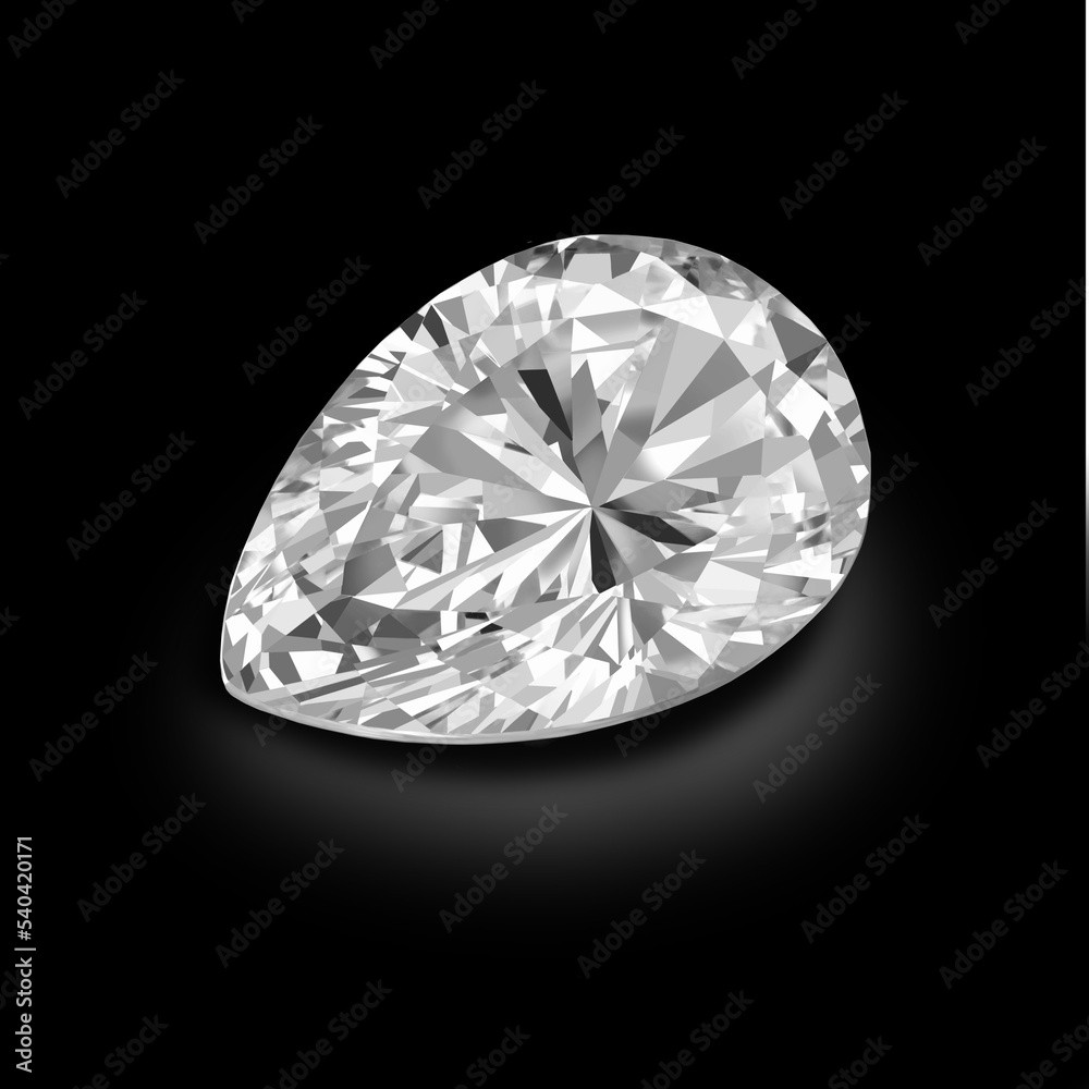 Pear Shaped Diamond Isolated on Black Background Pear Shaped Diamond Isolated on Black Background