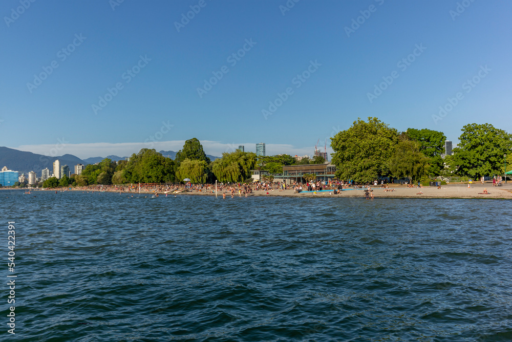 The beach of Kitsilano in Vancouver on a warm summer day