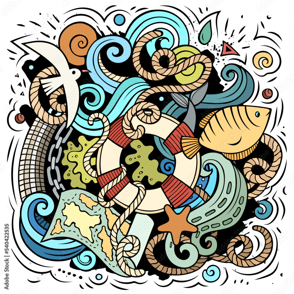 Nautical cartoon vector illustration.