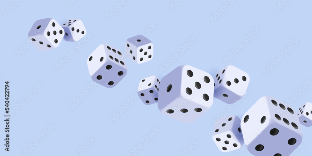 Realistic casino background with flying dice 3d cubes Realistic casino background with flying dice 3d cubes