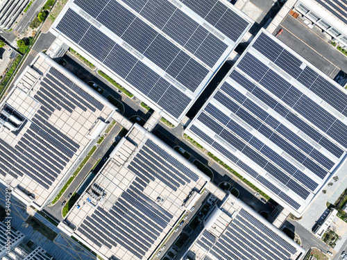 solar panels on factory rooftop