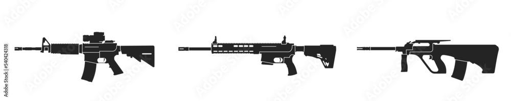 M4 Carbine Haenel Cr223 And Steyr Aug Assault Rifles Weapon And Army Symbol Vector Image For 5173