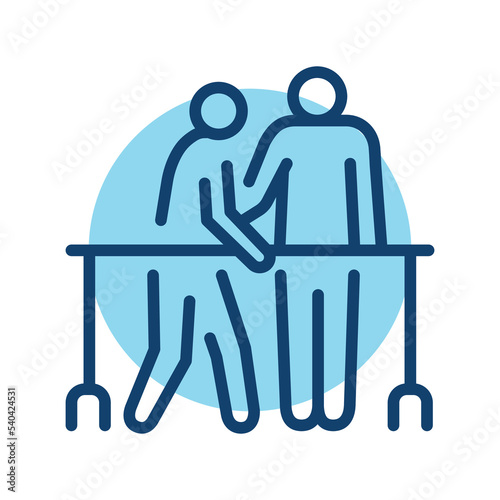 Rehabilitation sign olor line icon. Physiotherapy.