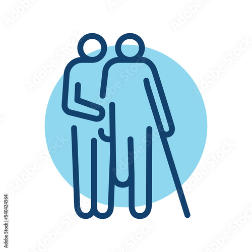 Rehabilitation sign olor line icon. Physiotherapy.