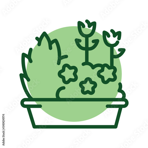 Flower bed color line icon. Garden service.