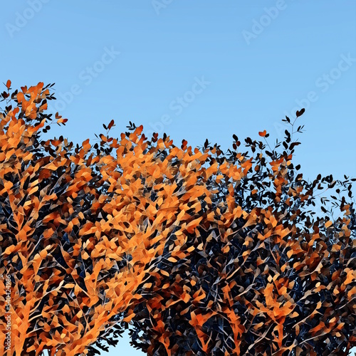 木の葉 ブッシュ 藪 抽象 青空
