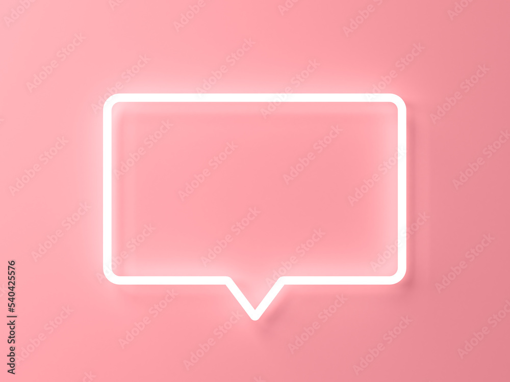 Blank neon light speech bubble sign pin isolated on pink pastel color wall background with shadow minimal conceptual 3D rendering Blank neon light speech bubble sign pin isolated on pink pastel color wall background with shadow minimal conceptual 3D rendering