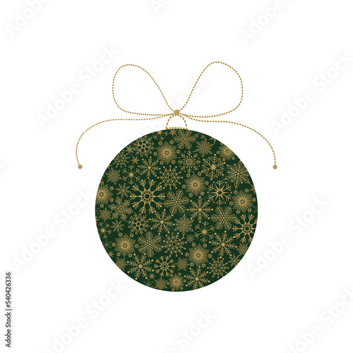 Christmas ball of snowflakes. Christmas ball with a bow. Vector illustration isolated on a white background.
