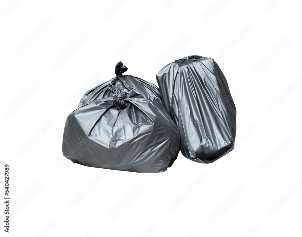 pile of garbage black bag  isolated on white background