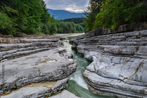 Stream of Taugl River through Sandstone near Salzburg, Austria, Europe photo