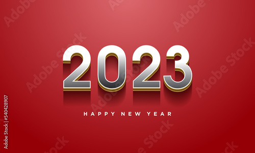 new year 2023 logo design with silver numbers © haidar
