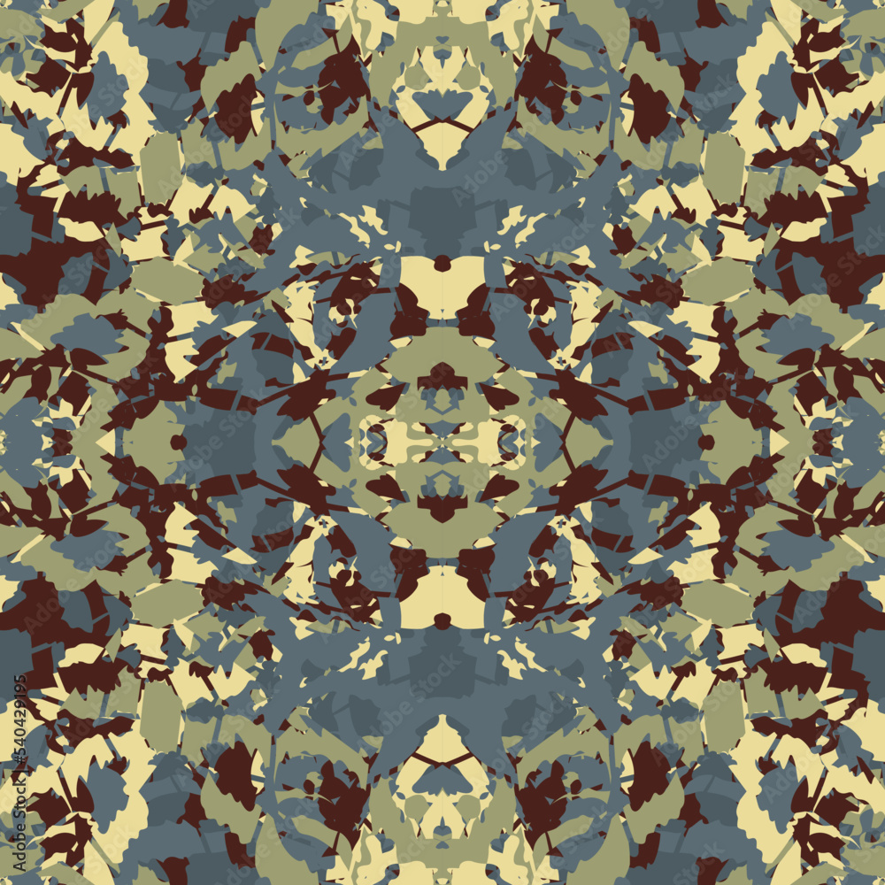 Fototapeta premium Seamless fractal pattern in vector format for printed fabrics or any other purposes. Every object is grouped base on color so the pattern is editable, tileable and easy to use. 