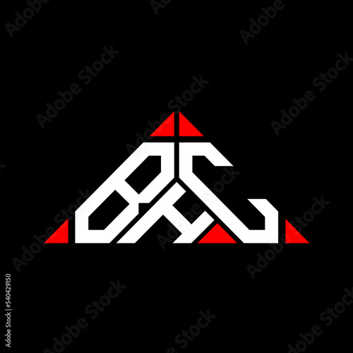 BHC letter logo creative design with vector graphic, BHC simple and modern logo in triangle shape. photo