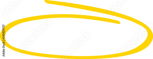 Yellow circle, pen draw. Highlight hand drawing circle isolated on background. Handwritten circle. For marking text, numbers, marker pen, pencil, logo and text check, vector illustration