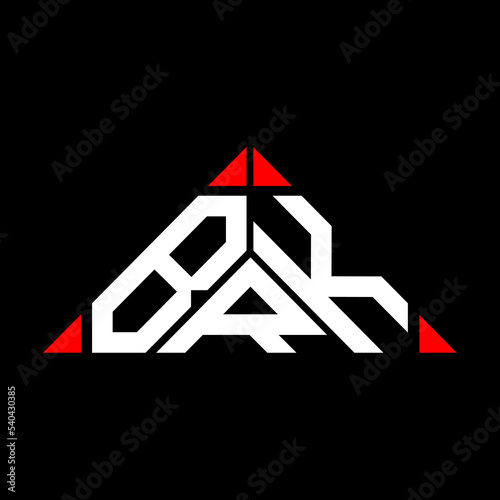 BRK letter logo creative design with vector graphic, BRK simple and modern logo in triangle shape.