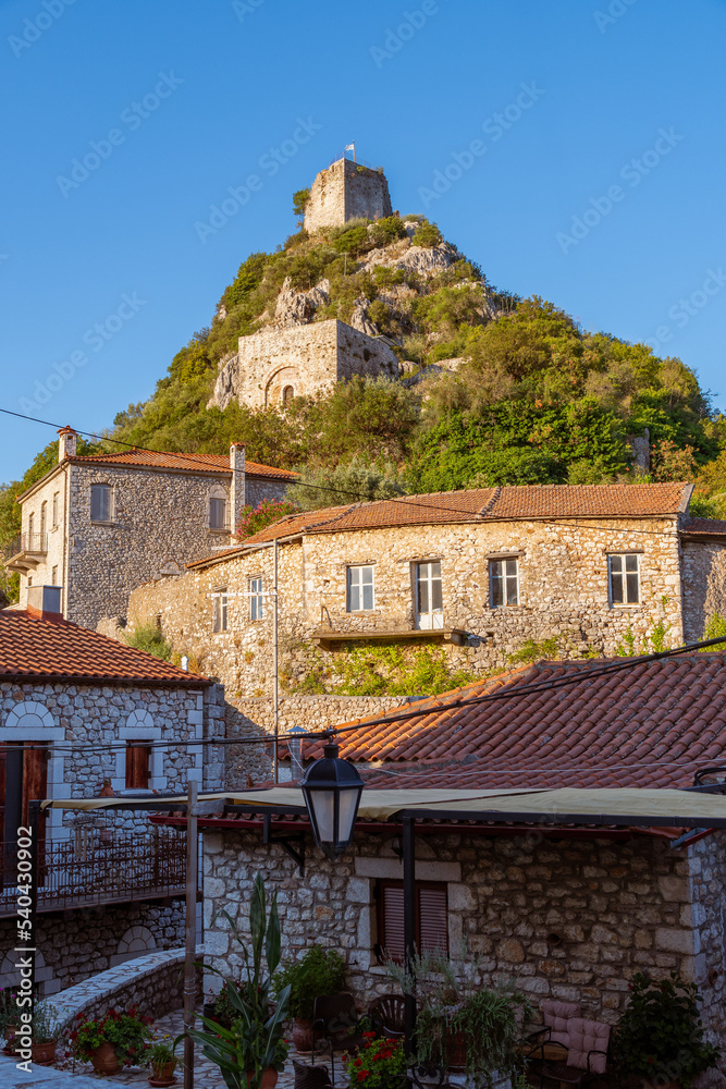 Karytaina village with the castle in background, Arcadia, Greece