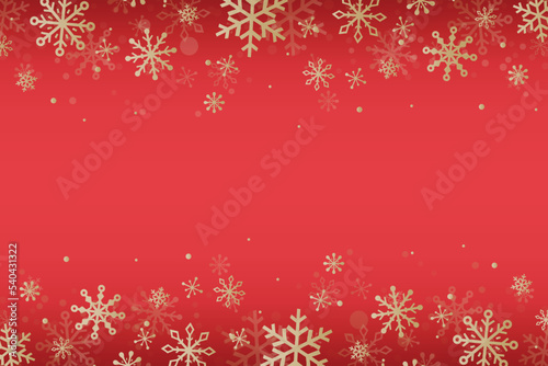 Golden Christmas snowflakes. Layout of a greeting card. Vector illustration