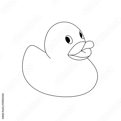 Fotografie Vector isolated one cute cartoon rubber duck colorless black and white contour l
